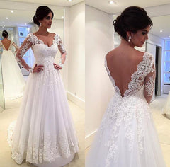 Wedding Dress with Long Sleeves, Bridal Gown ,Dresses For Brides, DT0348
