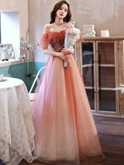 Burgundy tulle long prom dress, burgundy tulle formal dress