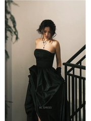 A Line Strapless Black Long formal dresses Bridesmaid Dresses evening gown Prom Dress