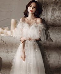 White sweetheart tulle prom dress white formal dress