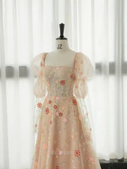 A Line Elegant Strapless Neckline Floral Lace Long formal dresses Bridesmaid Dresses evening gown Prom Dress