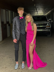 Mermaid Beaded Slit Prom Dress Hot Pink Long Evening Dress SH891