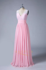 V-Neck Sleeveless A-Line Long Bridesmaid Dresses
