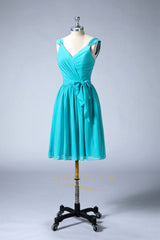 Short V-Neck Bridesmaid Dresses with Strap
