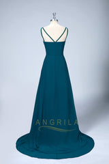V-Neck Chiffon Long Bridesmaid Dresses