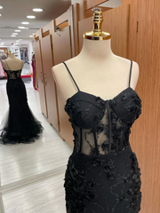 Sexy Black Mermaid Lace Long Prom Dress Evening Dress  SH564