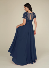 A-Line Lace Chiffon Dark Navy formal dresses evening dress Mother of the Bride Dresses
