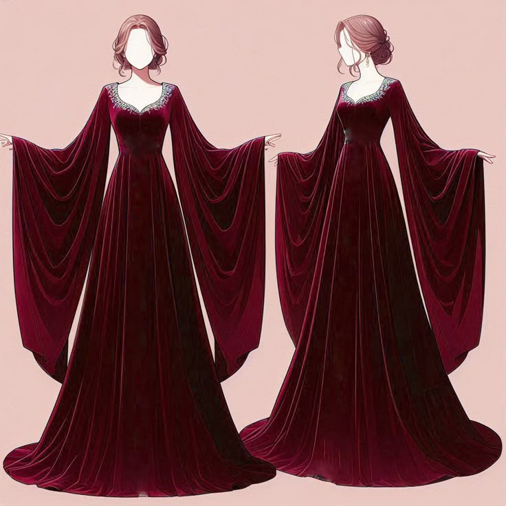 Elegant Burgundy Long Sleeves A-Line Velvet Long Formal Evening Dress, HZ0319