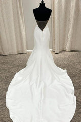 Sexy Plunging V Neck Sleeveless Mermaid Satin Bridal Gowns