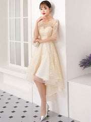 Champagne tulle short prom dress, champagne homecoming dress