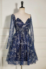 Sequin Tulle Strapless A-Line Homecoming Dress with Detachable Sleeves