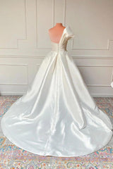 Minimalist Wedding Dress One-Shoulder Ruched Satin Bride Gown