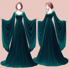 Elegant Burgundy Long Sleeves A-Line Velvet Long Formal Evening Dress, HZ0319