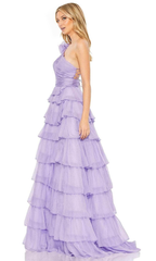 Tiered A-Line Princess One-shoulder Prom Gown