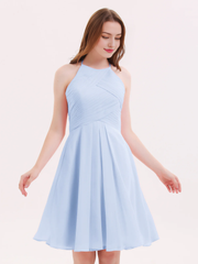 Short chiffon pocket bridesmaid dress