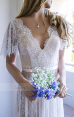 Lace Wedding Dresses,Long Wedding Dress with Open Back