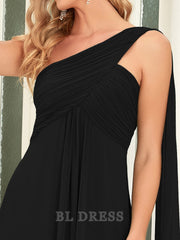 A-line One-Shoulder Empire Waist Chiffon Pleated formal dresses Bridesmaid Dresses evening gown Prom Dress