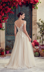 Thin gauze lace deep V-neckline V-shaped illusion tight corset bead decoration wedding dresses