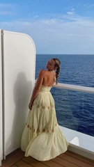 Elegant Light Yellow Prom Dress Long Party Dress SH1023