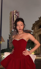 Cute Short Cocktail Dress Semi Formal Gown with Bow