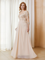 Modern chiffon decal backless mother of the bride dress