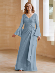 V-neck folds and mother of the bride dress