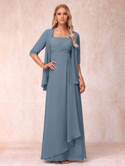 A-line princess sleeveless lotus leaf side length design mother of the bride dress