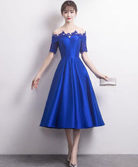Charming Lace and Satin New Tea Length Bridesmaid Dress, Bridesmaid Dress