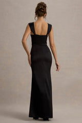 Satin tight corset wrap and floor length evening dress - jimiss dress