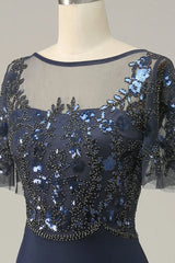 A-line Appliques Sequin Mother of Bride Dress