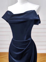 Simple Velvet Dark Blue Long Prom Dress, Dark Blue Long Formal Dress
