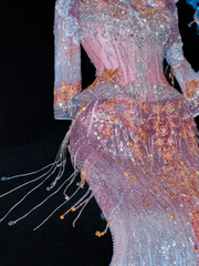 Fashion Sparkling Beaded Sequin Mermaid Elegant Chiffon Evening Dress Prom Dresses HZ1024