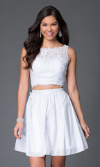 Two-Piece Lace-Bodice Short Party Dress