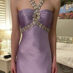 Elegant Purple Beading A-Line Long Formal Party Dress Birthday Dress HZ0319