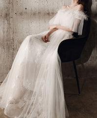 White sweetheart tulle prom dress white formal dress