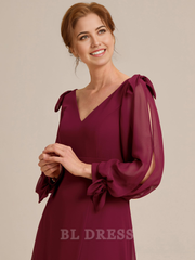 Elegant Double V Neck Long Sleeve High Waist Split formal dresses Bridesmaid Dresses evening gown Prom Dress Mother of the Bride Dresses