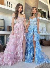 Tulle Sequin Long Prom dress with Sheer Corset Bodice and Ruffle Skirt, Wedding Dress