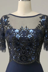 A-line Appliques Sequin Mother of Bride Dress