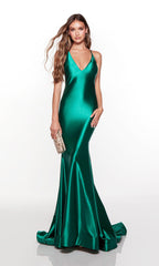 Alyce 61437 Backless Stretch-Satin Long Prom Dress