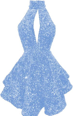 Halter -pailletten Homecoming -jurken Korte Sparkly Glitter Cutout Mini Backless Tight BodyCon Prom Cocktailjurken voor vrouwen