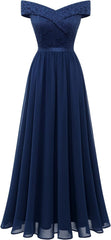 Robe de demoiselle d'honneur en dentelle pour femmes A-line hors épaule