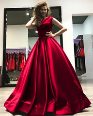 A-line Open Back Long Satin Floor Length Prom Dresses