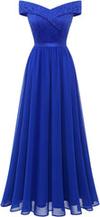 Robe de demoiselle d'honneur en dentelle pour femmes A-line hors épaule