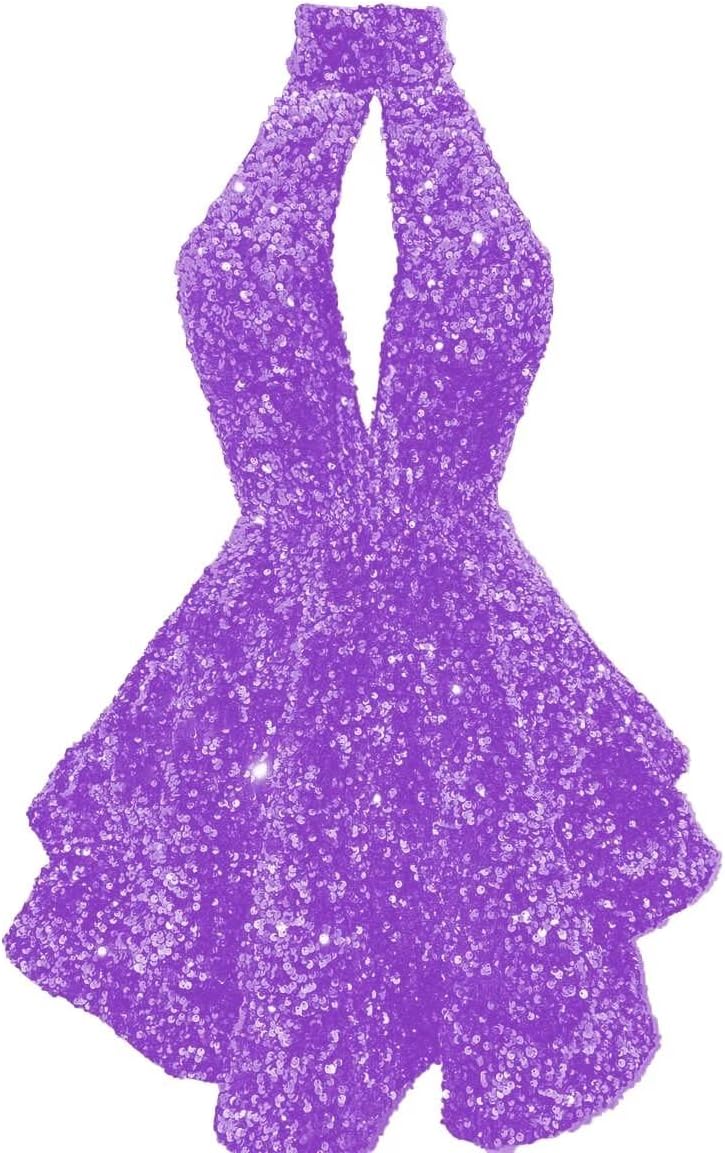 Halter -pailletten Homecoming -jurken Korte Sparkly Glitter Cutout Mini Backless Tight BodyCon Prom Cocktailjurken voor vrouwen