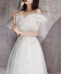 White sweetheart tulle prom dress white formal dress