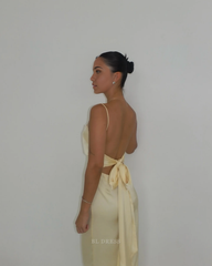 Sheath Spaghetti Straps Yellow Long formal dresses Bridesmaid Dresses evening gown Prom Dress