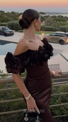 Sheath Off The Shoulder Satin Long formal dresses Bridesmaid Dresses evening gown Prom Dress