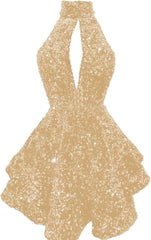 Halter -pailletten Homecoming -jurken Korte Sparkly Glitter Cutout Mini Backless Tight BodyCon Prom Cocktailjurken voor vrouwen