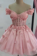 Modest Ball Gown Off The Shoulder Blush Pink Tulle Formal Homecoming Dresses 8th Grad Dance Graduation Dress Short Hoco Dresses DH2596