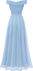 Robe de demoiselle d'honneur en dentelle pour femmes A-line hors épaule